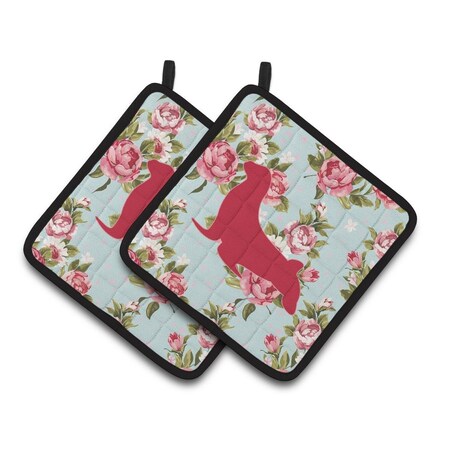 Carolines Treasures Seal Blue Roses Pair of Pot Holders BB1027-RS-BU-PTHD